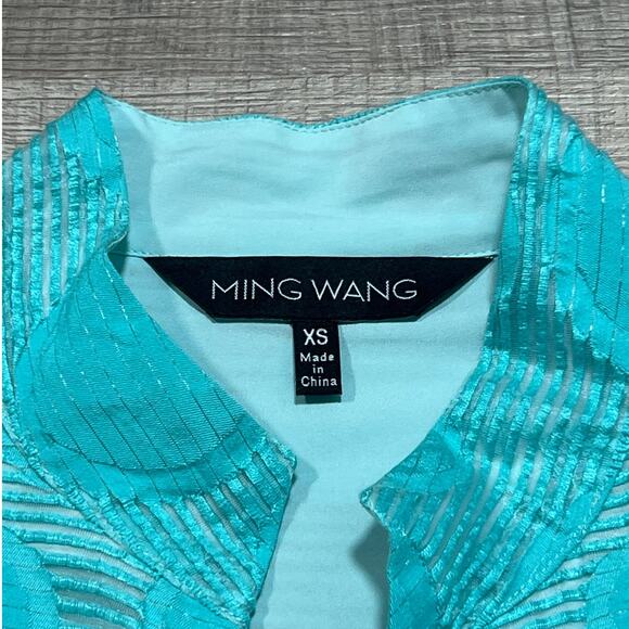 Ming Wang XS Button Up Jacket Top 3/4 Sleeve Art Polka Dot Luxury Designer Glam - Picture 3 of 9